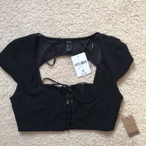 Cropped black corset top